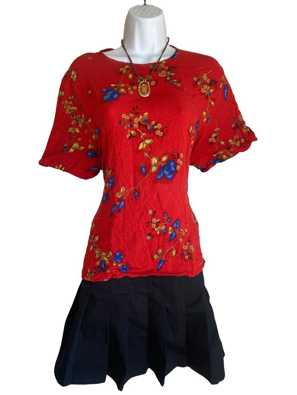 Vintage Sag Harbor Plus XL Boho Floral Red Blouse Cottagecore Fairycore Coquette